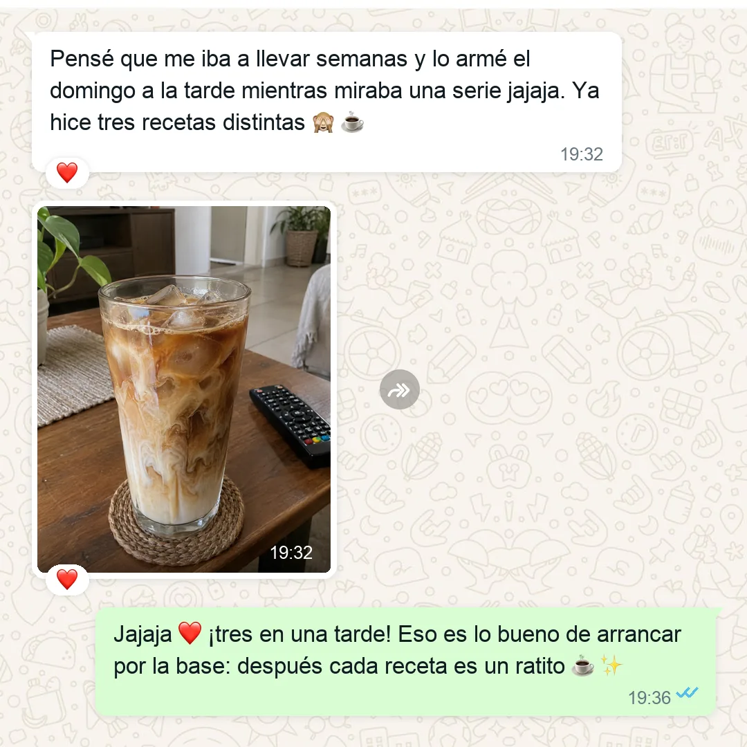 TESTIMONIO: captura real de WhatsApp 4 de 8 — pensó que le iba a llevar mucho tiempo y lo armó en una tarde
