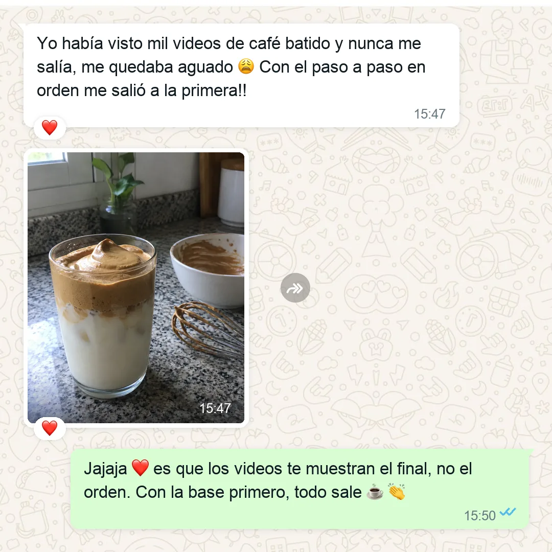 TESTIMONIO: captura real de WhatsApp 6 de 8 — había visto esto gratis en video antes, pero sin el orden no le había funcionado